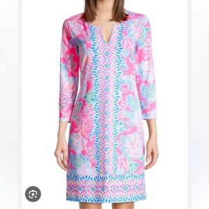 Lilly Pulitzer UPS 50+ Nadine dress Prosecco pink seaing things chilly Lilly L